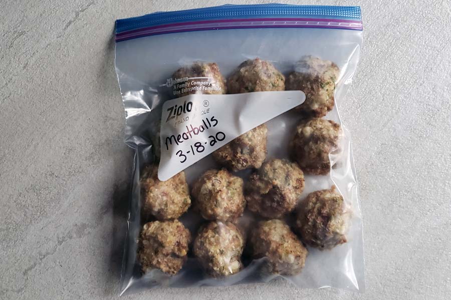 Frozen meatballs in ziplock bag